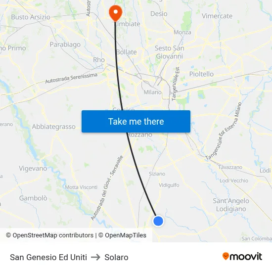 San Genesio Ed Uniti to Solaro map
