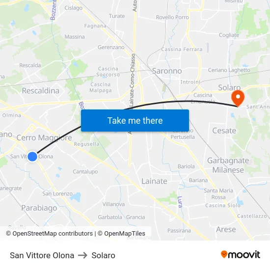 San Vittore Olona to Solaro map