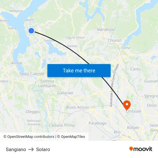 Sangiano to Solaro map