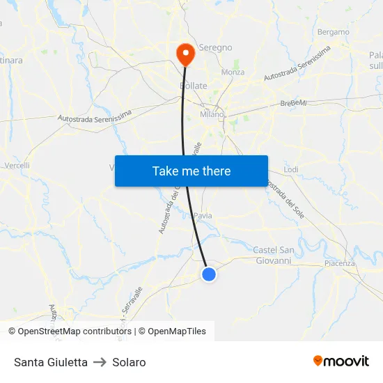 Santa Giuletta to Solaro map