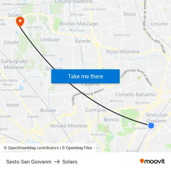 Sesto San Giovanni to Solaro map