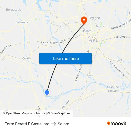 Torre Beretti e Castellaro to Solaro map