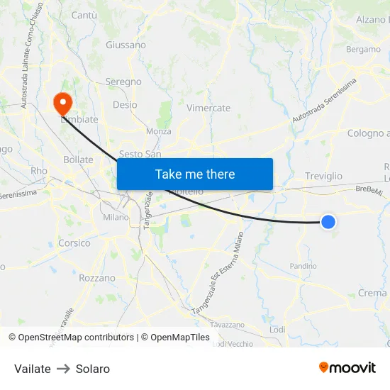 Vailate to Solaro map