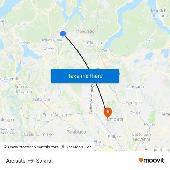 Arcisate to Solaro map