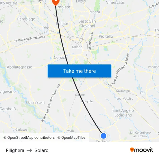 Filighera to Solaro map
