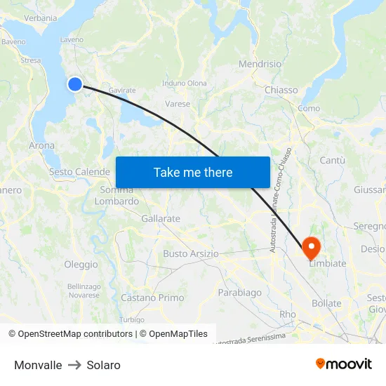 Monvalle to Solaro map