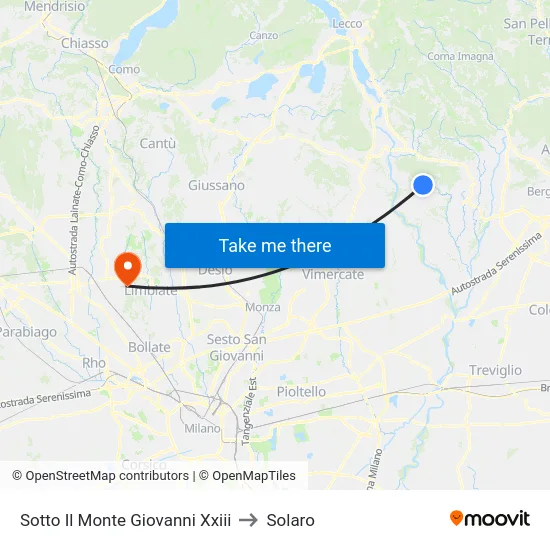 Sotto Il Monte Giovanni Xxiii to Solaro map