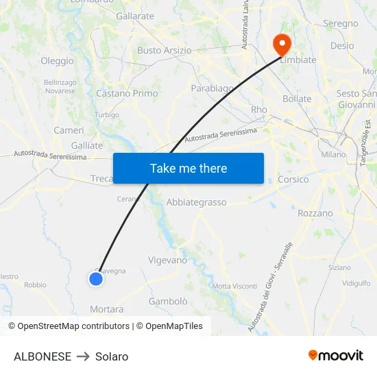 ALBONESE to Solaro map
