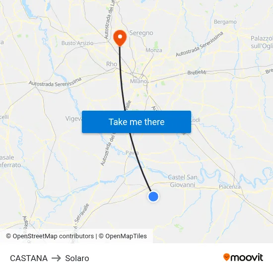 Castana to Solaro map