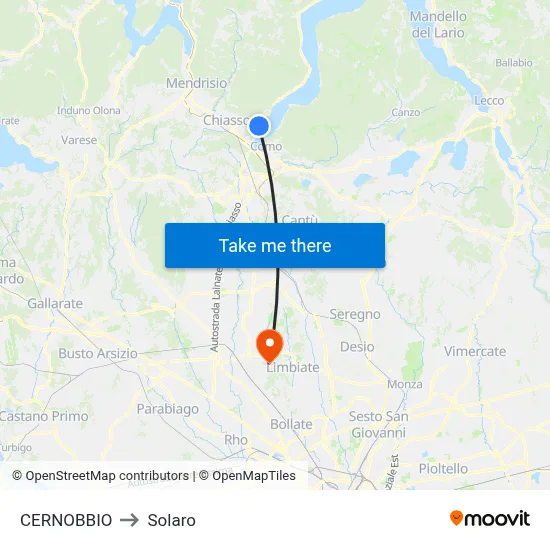 CERNOBBIO to Solaro map