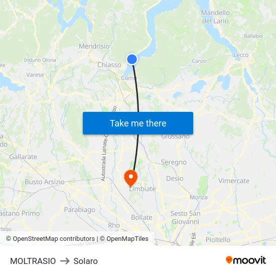 Moltrasio to Solaro map