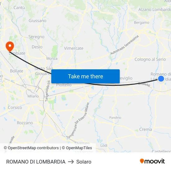 Romano di Lombardia to Solaro map