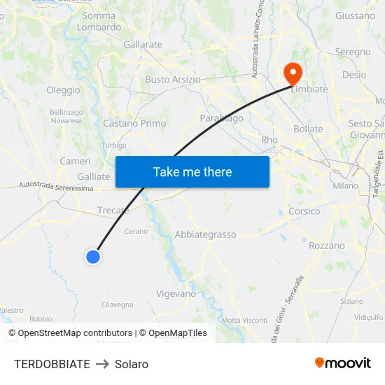 TERDOBBIATE to Solaro map