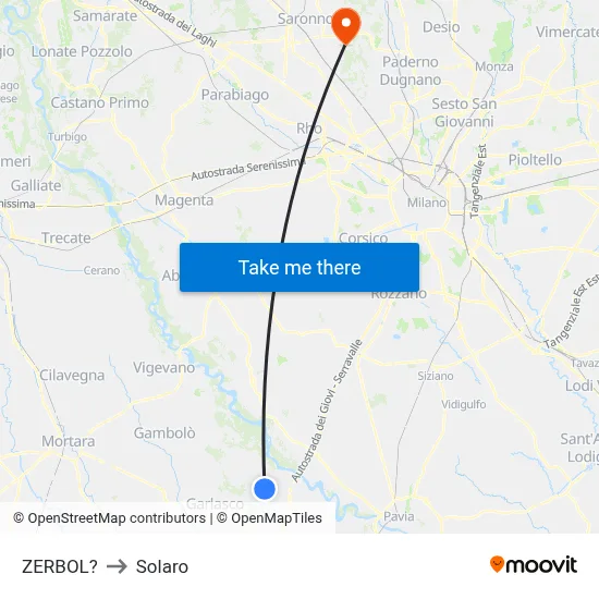 Zerbol to Solaro map