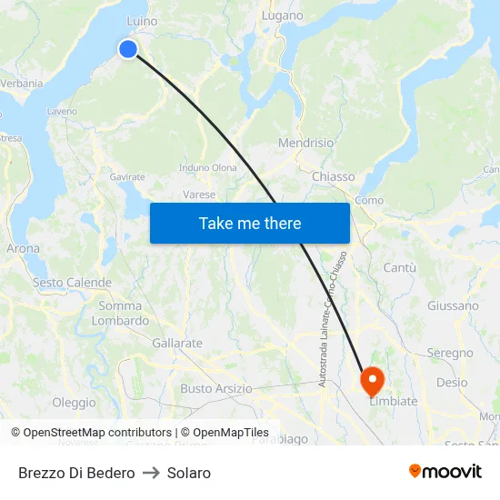 Brezzo Di Bedero to Solaro map