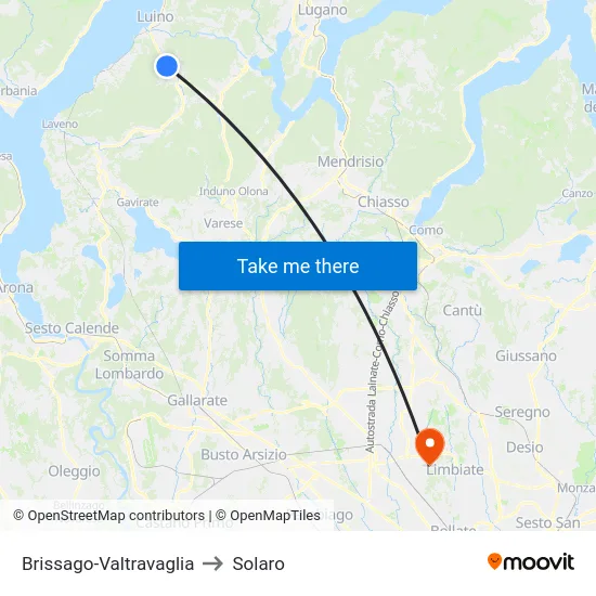 Brissago-Valtravaglia to Solaro map