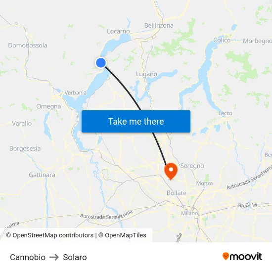 Cannobio to Solaro map
