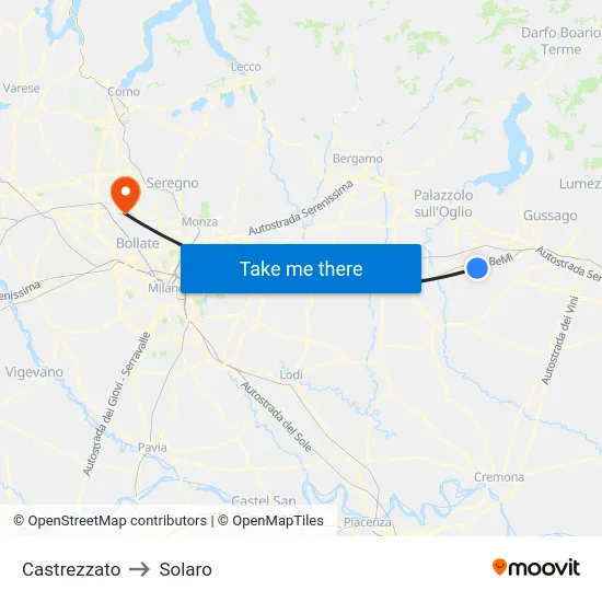 Castrezzato to Solaro map