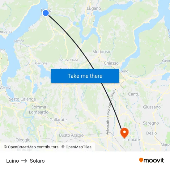 Luino to Solaro map