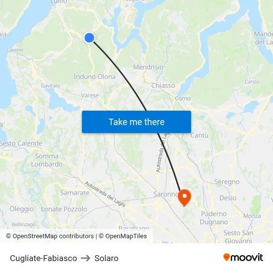 Cugliate-Fabiasco to Solaro map