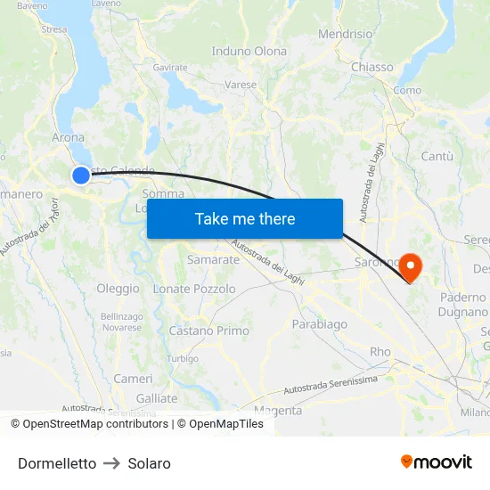 Dormelletto to Solaro map