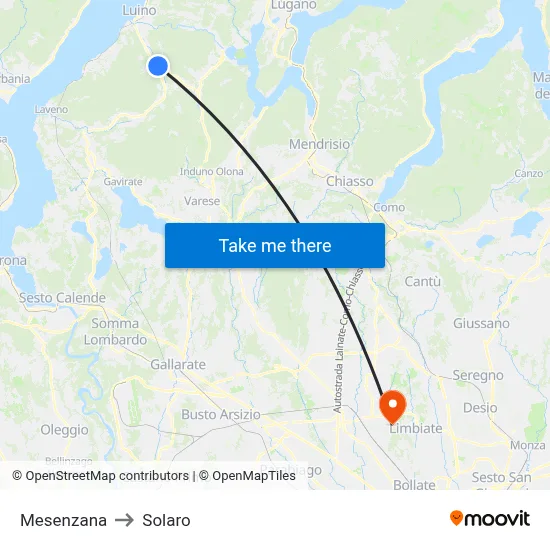 Mesenzana to Solaro map