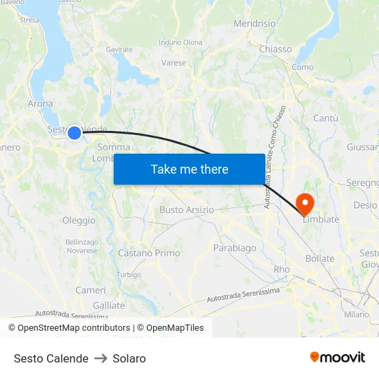Sesto Calende to Solaro map
