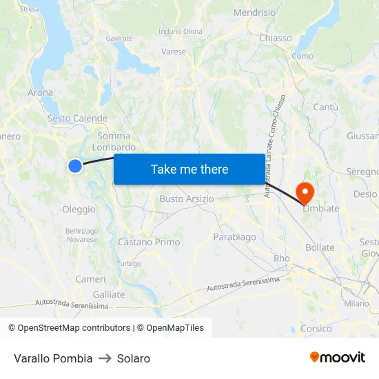 Varallo Pombia to Solaro map