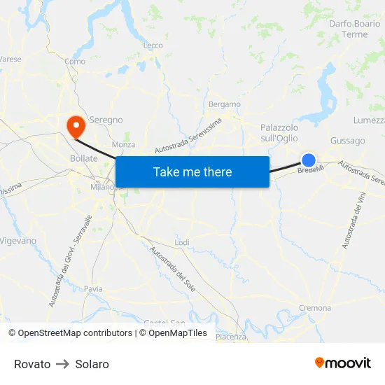 Rovato to Solaro map