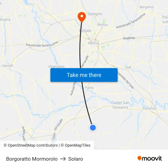 Borgoratto Mormorolo to Solaro map