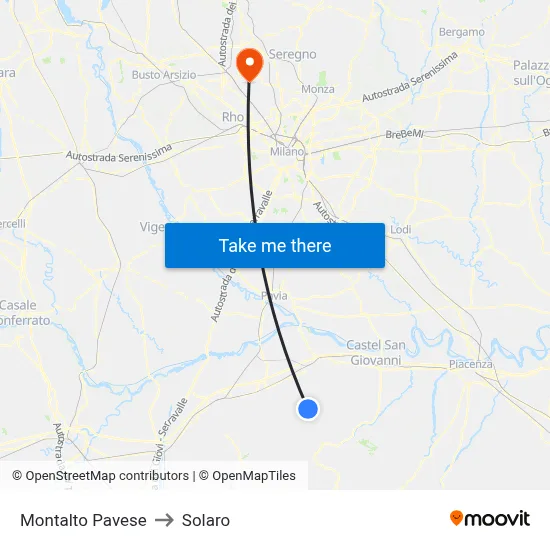 Montalto Pavese to Solaro map