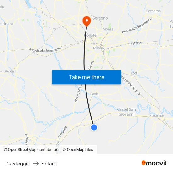 Casteggio to Solaro map