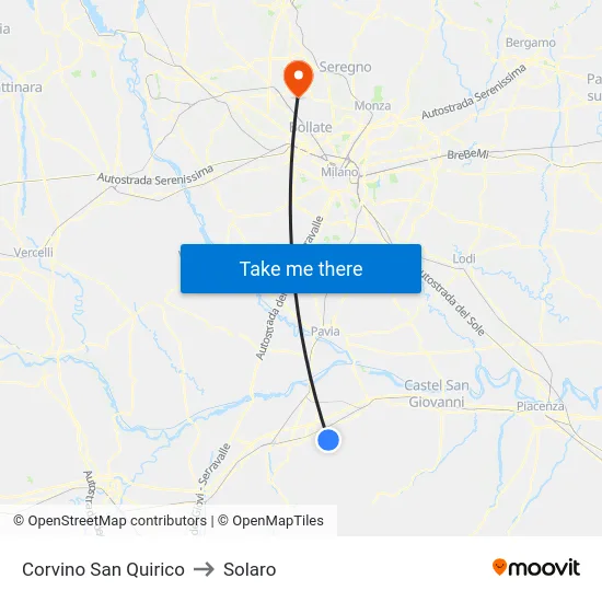 Corvino San Quirico to Solaro map