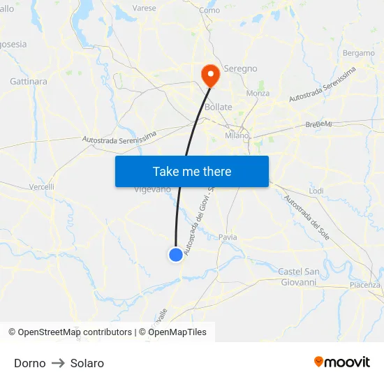 Dorno to Solaro map