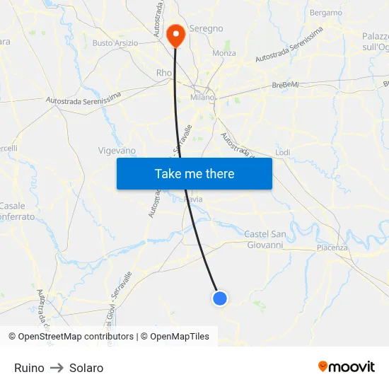 Ruino to Solaro map
