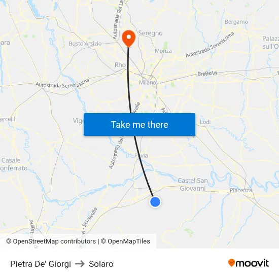 Pietra De' Giorgi to Solaro map