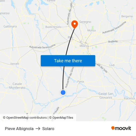 Pieve Albignola to Solaro map