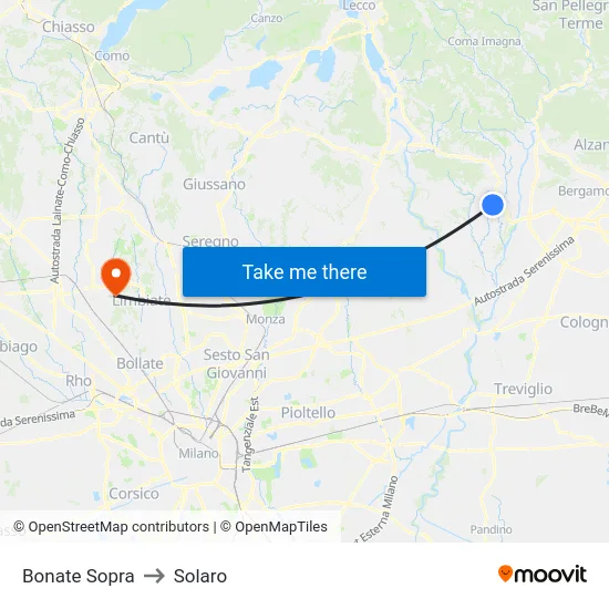 Bonate Sopra to Solaro map
