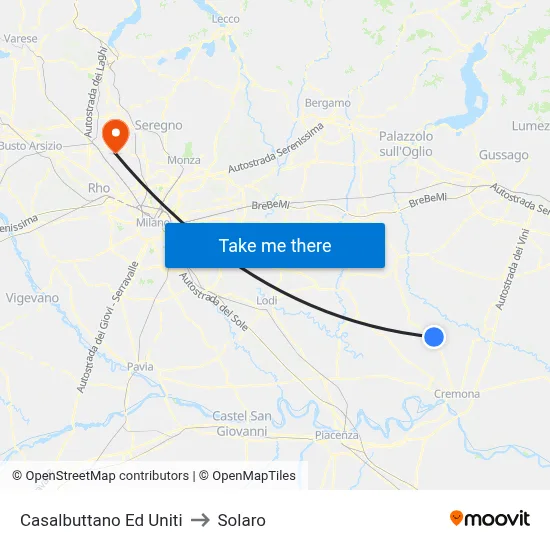 Casalbuttano Ed Uniti to Solaro map