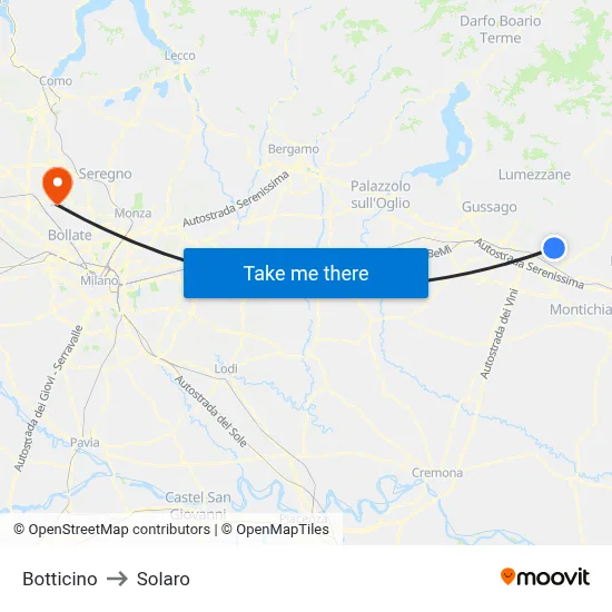 Botticino to Solaro map