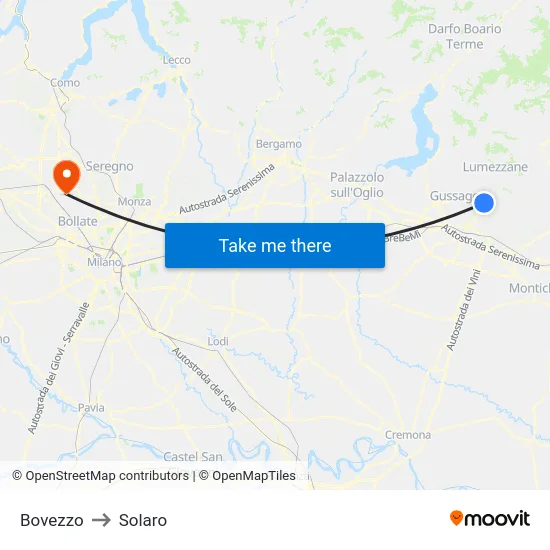 Bovezzo to Solaro map