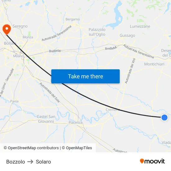 Bozzolo to Solaro map