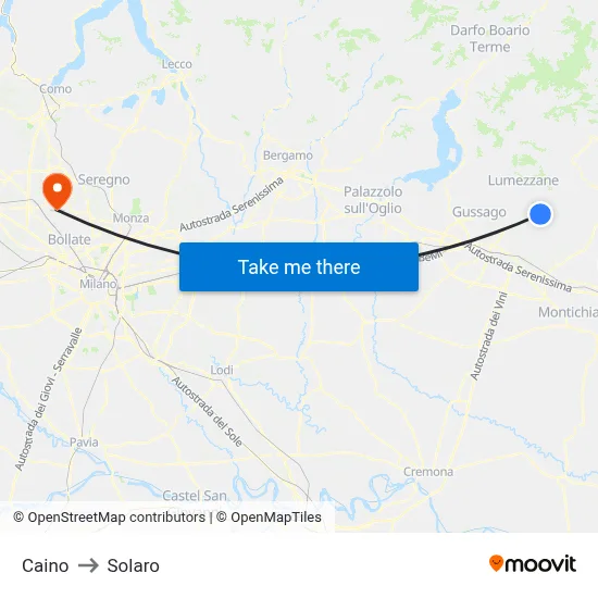 Caino to Solaro map