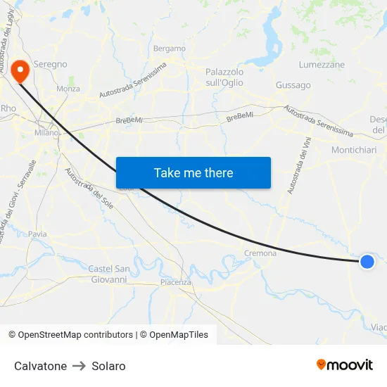 Calvatone to Solaro map