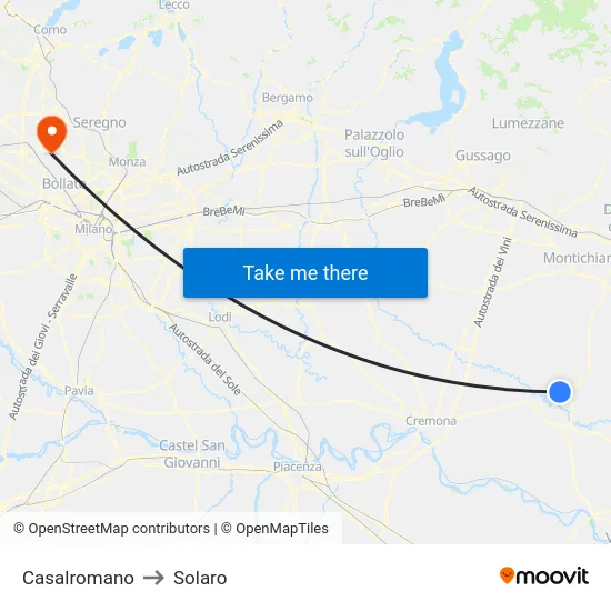 Casalromano to Solaro map