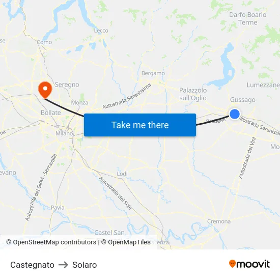 Castegnato to Solaro map