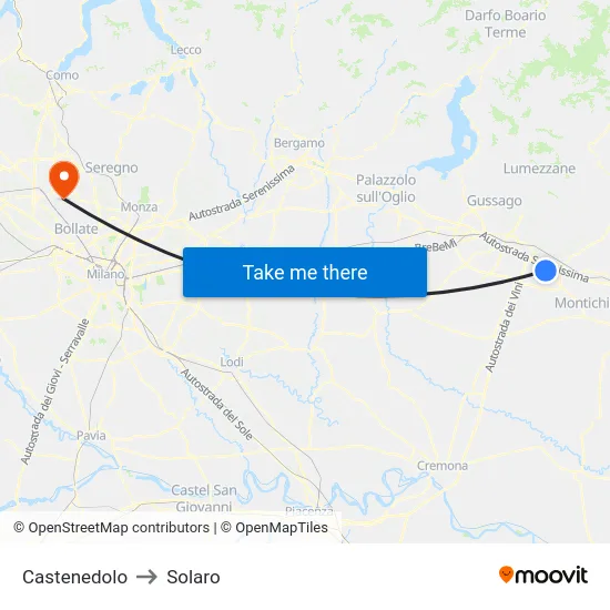 Castenedolo to Solaro map
