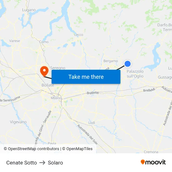 Cenate Sotto to Solaro map