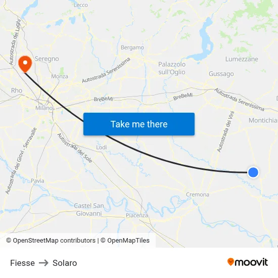 Fiesse to Solaro map