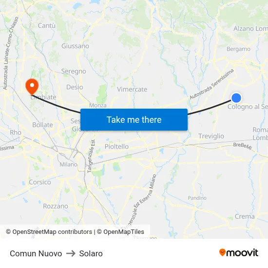 Comun Nuovo to Solaro map